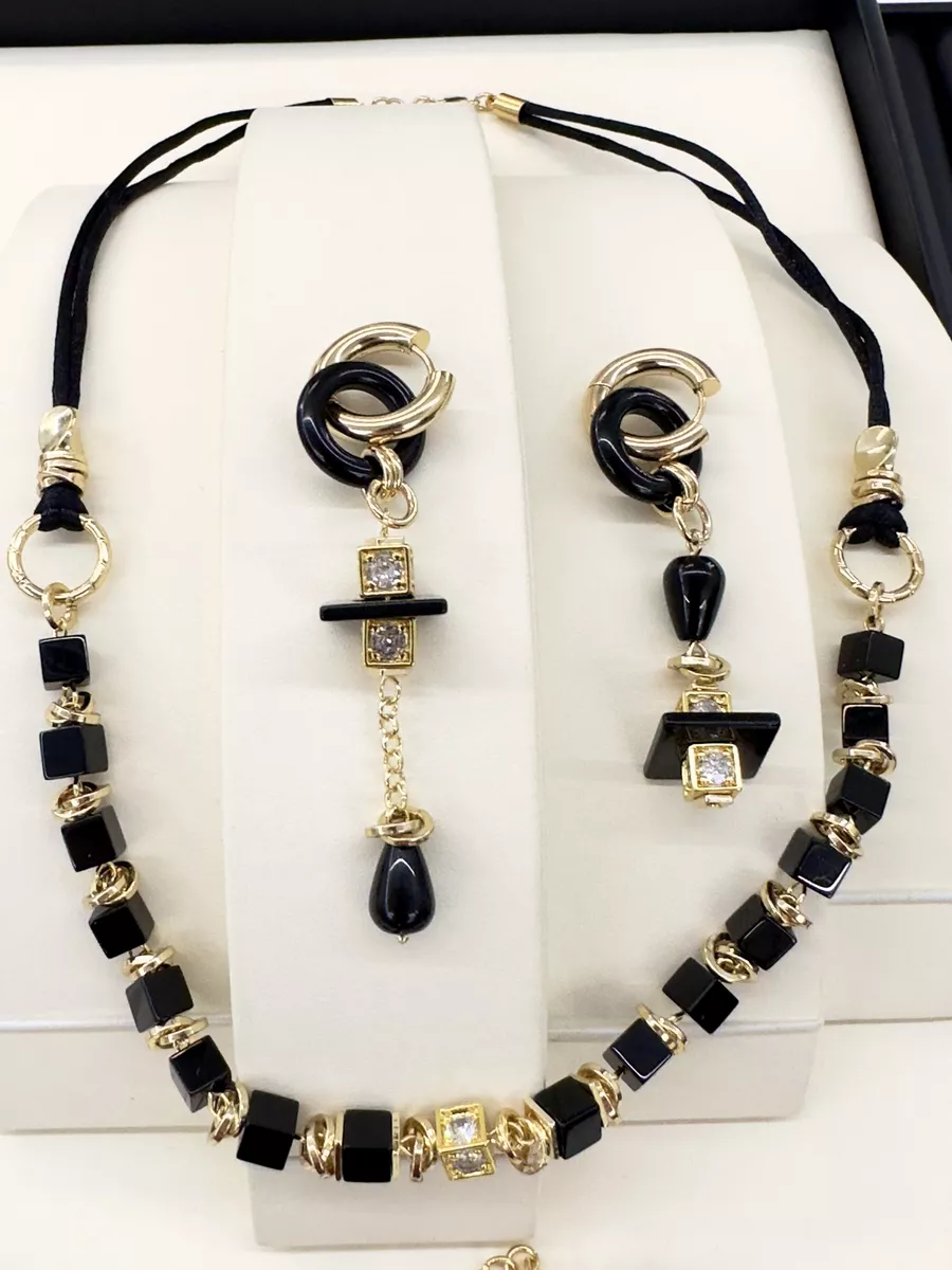 Крупные черные серьги из Агата асимметрия